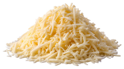 Fototapeta premium Grated cheese isolated on transparent background with soft texture and pale yellow color