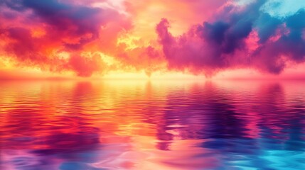 Vivid Sunset Reflection: Dramatic Sky and Water's Colorful Mirror