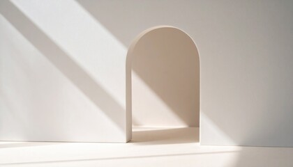 Minimalist White Archway With Light And Shadow Creating Architectural Elegance