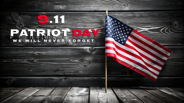 Patriot day september 11th remembrance with american flag - Powered by Adobe