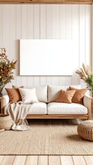 Cozy autumnal living room mockup