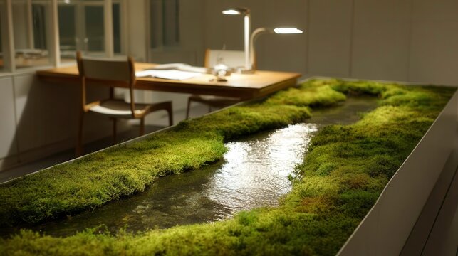 Office Zen Garden: Moss, Water, Desk, Relaxation - nature lifestyle