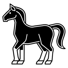 Stylized black horse icon with white outline