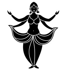 Elegant indian dancer with multiple arms in traditional attire