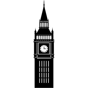 Black silhouette of big ben clock tower