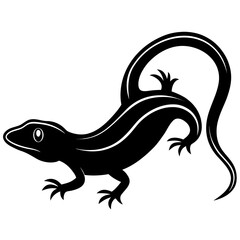 Stylized black lizard silhouette with curving tail