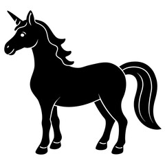 Black silhouette of a majestic unicorn standing proudly