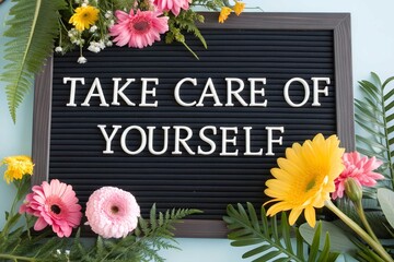 Take care of yourself floral inspiration sign