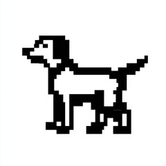 Black And White Pixel Art Dog Illustration