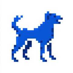 Fototapeta premium Blue Pixelated Dog Illustration on White Background