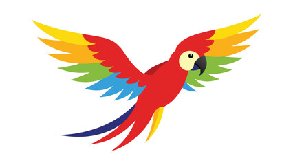 Obraz premium Colorful scarlet macaw parrot in flight with wings spread wide
