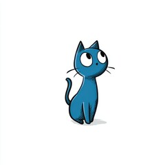 Obraz premium Curious Blue Cat Illustration Pixel Art Style