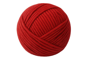 Vibrant red yarn ball isolated on a transparent background, perfect for knitting or crochet projects