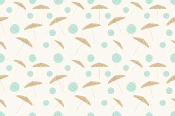 Beach ball and umbrella pattern background