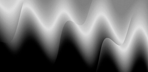 Elegant gradient background of deep black and white/light gray with sinusoidal waves and glow effects. This image is perfect for technology and science themes, abstract concepts, and more.