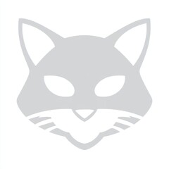 Gray Cat Mask Illustration Simple Minimalist Vector Graphic