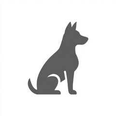 Obraz premium Gray Dog Silhouette Minimalist Pet Icon on White