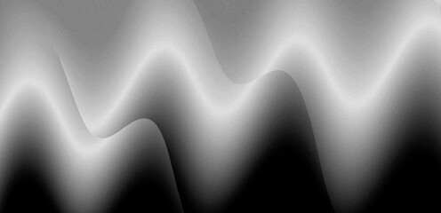 Elegant gradient background of deep black and white/light gray with sinusoidal waves and glow effects. This image is perfect for technology and science themes, abstract concepts, and more.