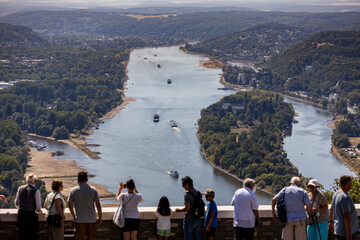 Blick Richtung Süden, Bad Honnef, Insel Grafenwerth, Insel Nonnenwerth, Oberwinter und...