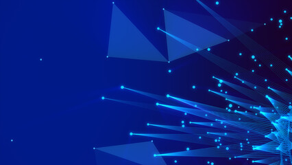 Wave of connection network dots of innovative creation. 3D rendering animation .