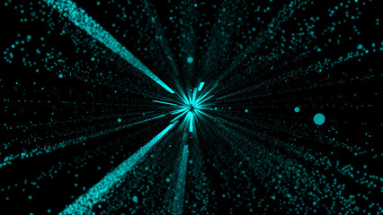 Futuristic video animation with particle wave object in slow motion