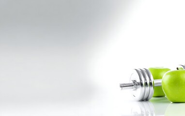 Fitness dumbbell and apple healthy lifestyle