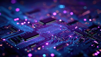 Close-up of a circuit board with glowing components (3)