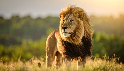 Obraz premium Majestic lion in golden light (1)