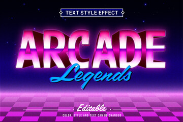 Editable Retro Arcade Text Effect in 80s Neon Style – Vector Typography Design
