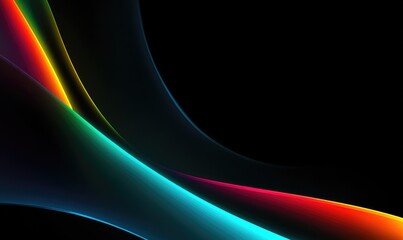 Abstract vibrant color curves on black background
