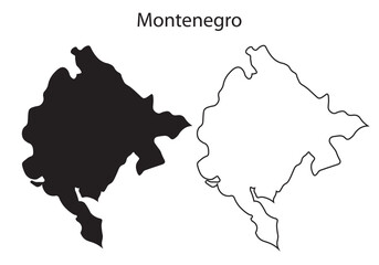 Simple Montenegro map silhouette vector. Clean black outline of Balkan country, ideal for design, infographics, and printable projects