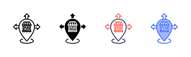 Market Expansion icon set multiple style collection