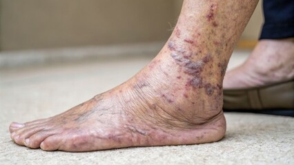 Elderly Foot with Skin Condition Close-Up