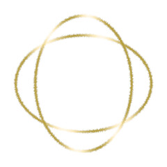 Intersecting double gold circle frame on transparent background
