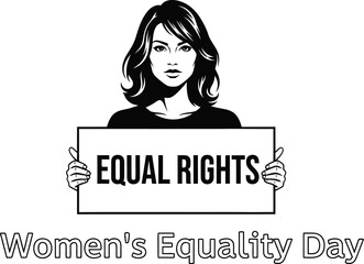 Vector art of a woman holding an equal rights sign for womens equality day