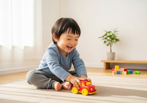 おもちゃの車で遊ぶ子ども