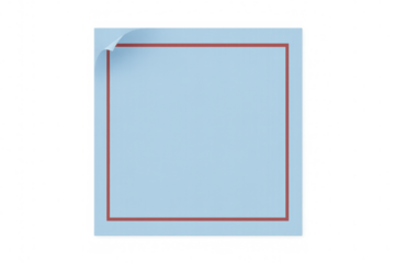 Curled sticky note showing red border, transparent background—ready for personalized messages or creative design integration
