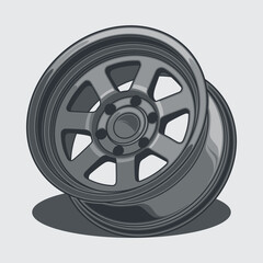 Car wheel illustration for conceptual design. Separated layers, easy to edit or change the colors in your vector supported software.