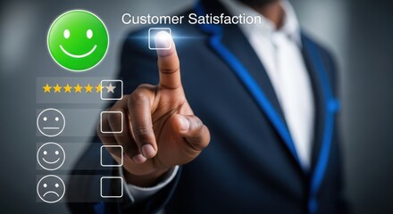 Customer selects a positive rating on a satisfaction survey