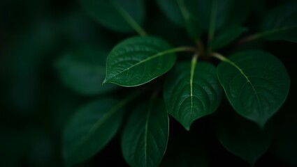 Dark green leaves with subtle texture and light