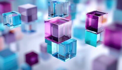 Abstract 3D cubes in pastel colors