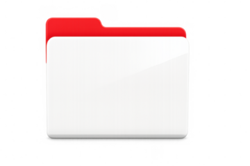 Glossy red-tabbed folder icon representing digital file management and storage organization on transparent backdrop