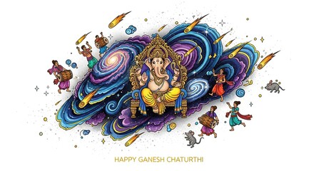 illustration of Lord Ganpati for Ganesh Chaturthi festival of India, Ganesh chaturthi for greeting,card, poster background.