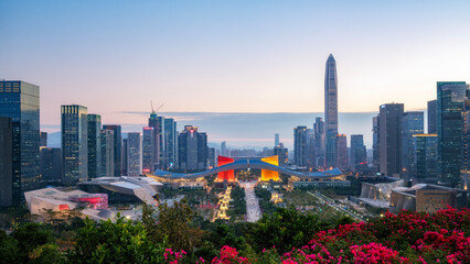 Fototapeta premium Modern Skyline Cityscape at Dawn