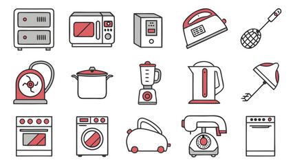 Home Appliances Icon Set – Vector Icons for Household Devices and Smart Home Technology