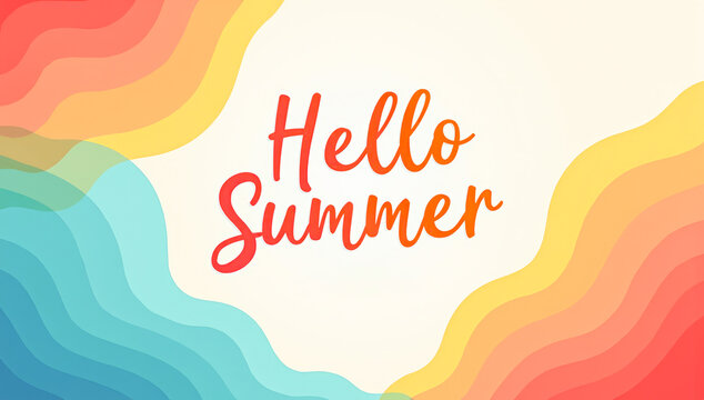 Abstract vector background with the inscription hello summer