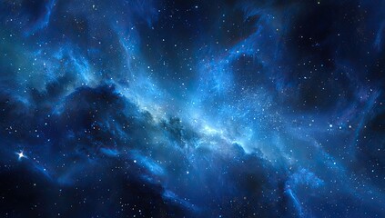 Obraz premium Deep space nebula with swirling clouds of vibrant blue