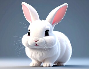 Obraz premium Cute cartoon white rabbit