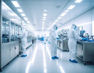 Clean room facility with workers