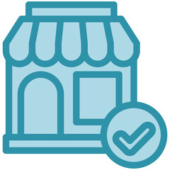Obraz premium Open Store blue color, mini illustration icon. use for modern concept, print, UI, UX kit, web and app development. Vector related to commerce, retail, marketing and shopping.
